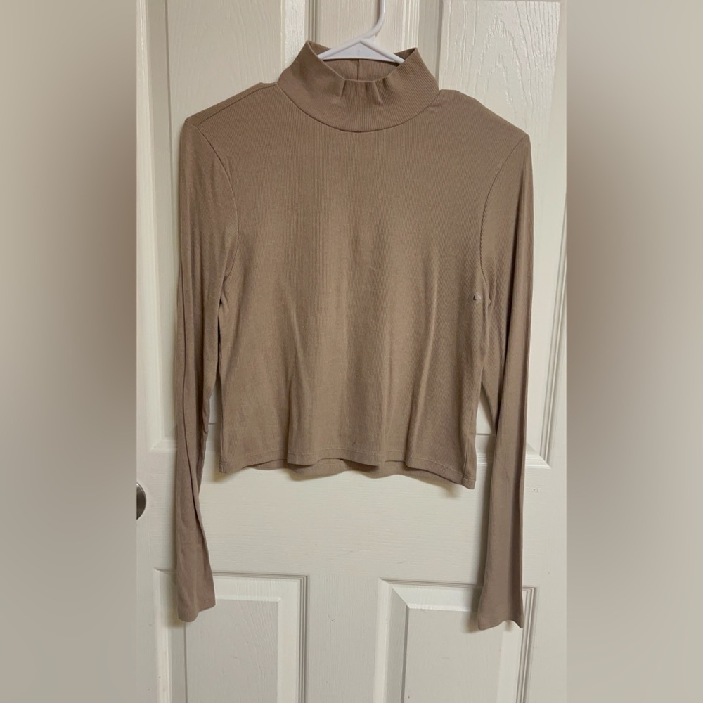 American Eagle Outfitters Tan Long Sleeve Blouse